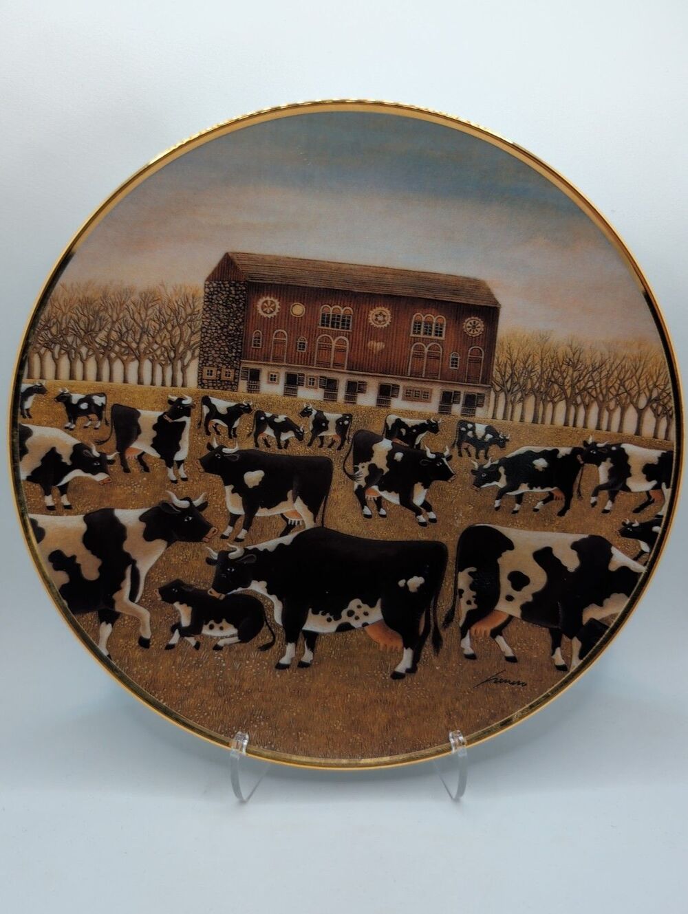 Franklin Mint Lowell Herrero Spring Pasture Collector Cow Plate American Folk
